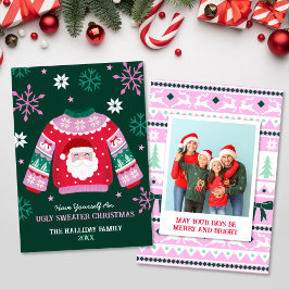 Ugi Sweater mit Santa & Snowflakes Foto Feiertagskarte