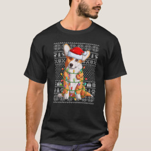 Ugi Sweater Style Xmas Lights Santa Corgi Dog Chr T-Shirt