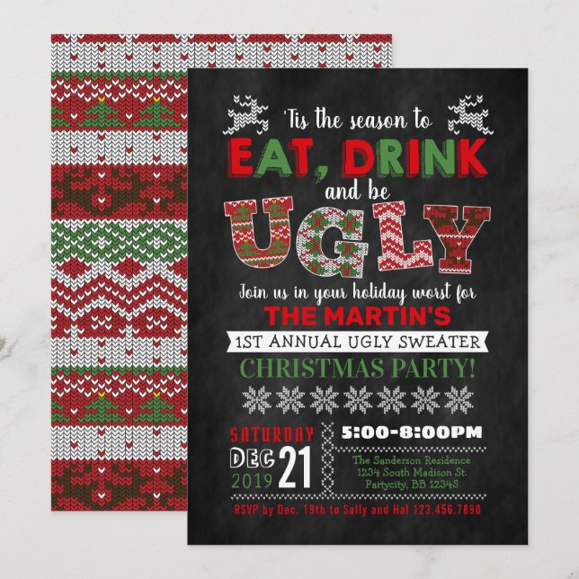 Ugi Sweater Weihnachtsfeier Einladung (Vorne/Hinten)