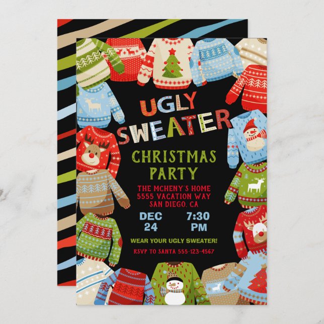 Ugi Sweater Weihnachtsfeier Einladung (Vorne/Hinten)