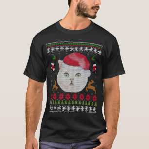 Ugi weiße Katze Pullover wie mit Santa