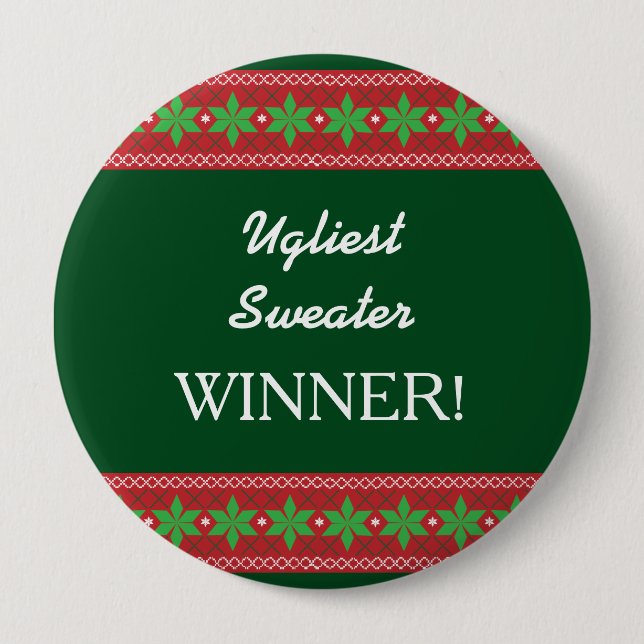 Ugliste Weihnachts-Sweatsieger Button (Vorderseite)