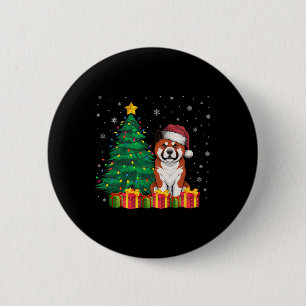 Ugly Akita Weihnachtsmannmütze Weihnachtsleuchten Button