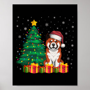 Ugly Akita Weihnachtsmannmütze Weihnachtsleuchten Poster