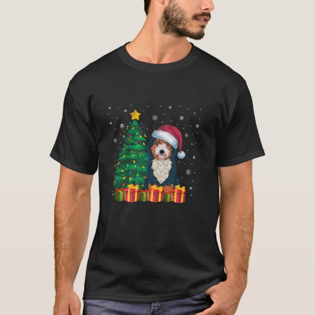 Ugly Bernedoodle Weihnachtsmannmütze Weihnachtsleu T-Shirt (Vorderseite)