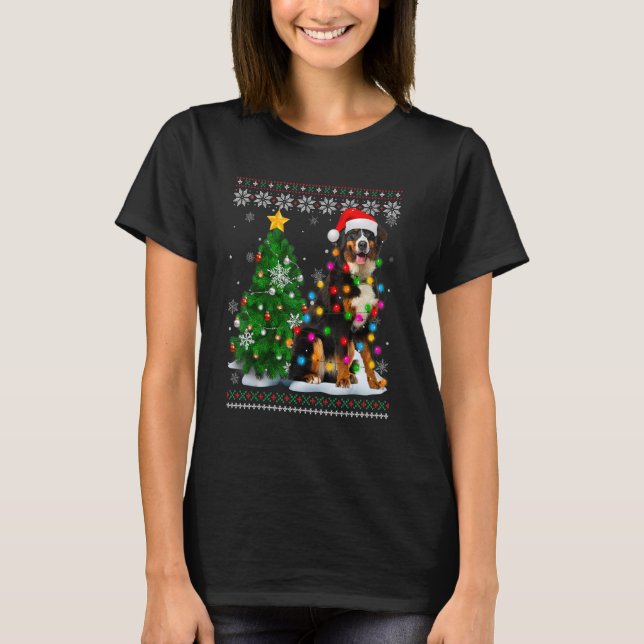 Ugly Bernese Mountain Hund Weihnachtsmannmütze Wei T-Shirt (Vorderseite)