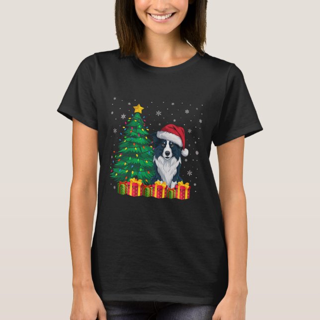 Ugly Border Collie Weihnachtsmannmütze Weihnachtsl T-Shirt (Vorderseite)