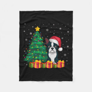 Ugly Boston Terrier Weihnachtsmannmütze Christmas Fleecedecke