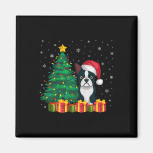 Ugly Boston Terrier Weihnachtsmannmütze Christmas  Magnet