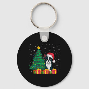 Ugly Boston Terrier Weihnachtsmannmütze Christmas Schlüsselanhänger