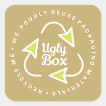 Ugly Box Gerecycelt Verpackungsaufkleber braun und