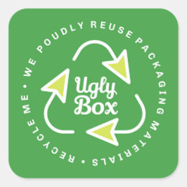 Ugly Box Gerecycelt Verpackungsaufkleber grün und  Quadratischer Aufkleber