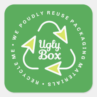 Ugly Box Gerecycelt Verpackungsaufkleber grün und Quadratischer Aufkleber