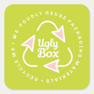 Ugly Box Gerecycelt Verpackungsaufkleber Limon & r Quadratischer Aufkleber
