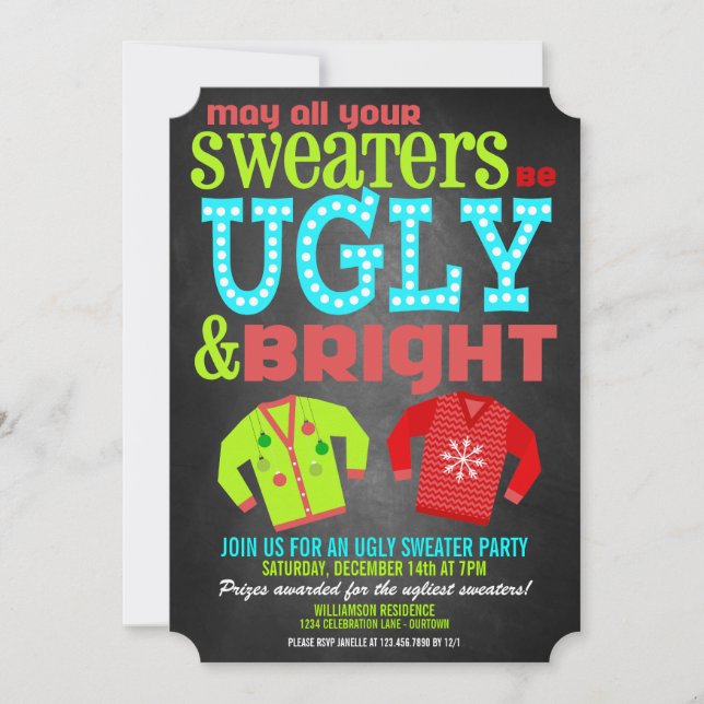 Ugly & Bright Christmas Sweaters Party Einladung (Vorderseite)