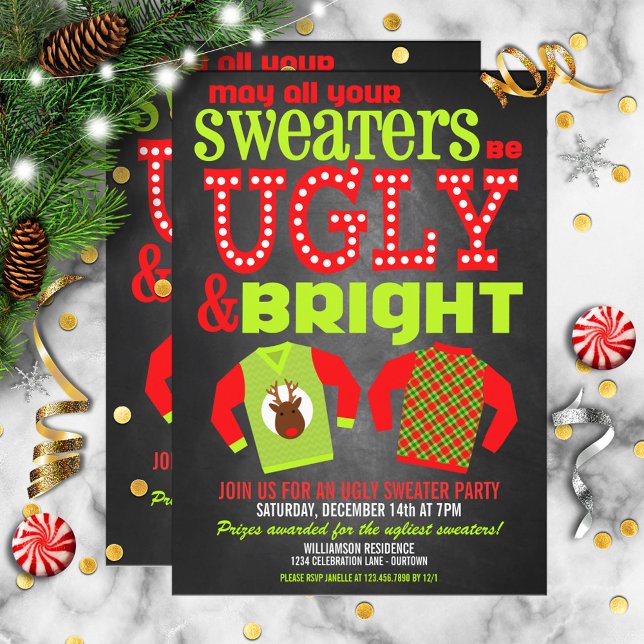 Ugly & Bright Christmas Sweaters Party Einladung (Von Creator hochgeladen)