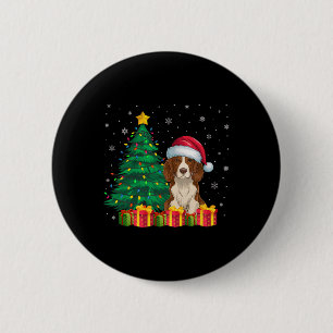 Ugly Brittany Spaniel Weihnachtsmannmütze Christma Button