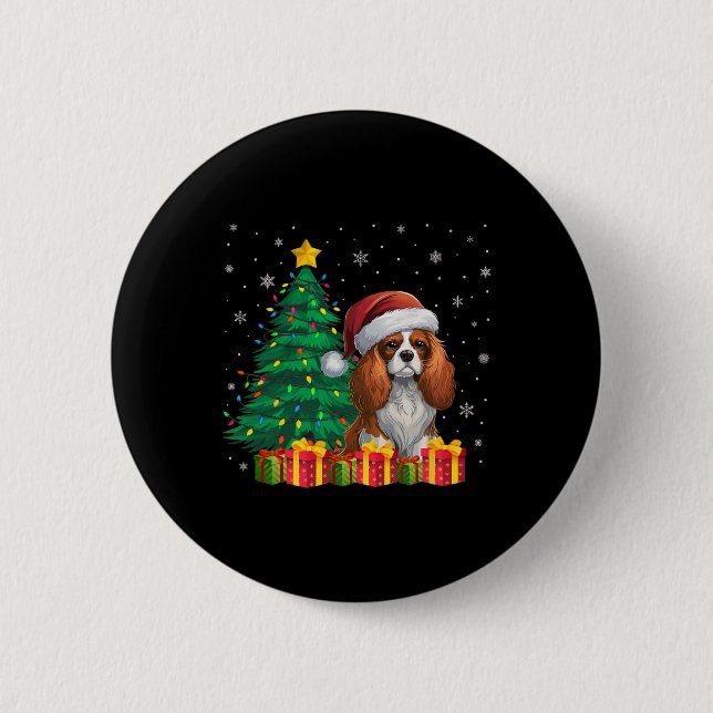 Ugly Cavalier King Charles Spaniel Weihnachtsmannm Button (Vorderseite)