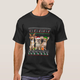 Ugly Chihuahua Santa Reindeer Elf Weihnachtsbaum L T-Shirt