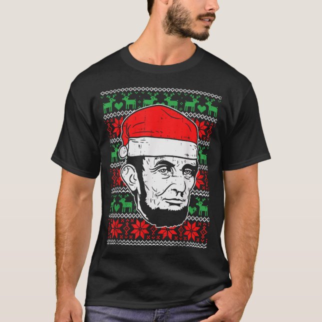 Ugly Christmas Abe Shirt Abraham Lincoln Santa Pat (Vorderseite)