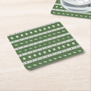 Ugly Christmas Chic Green Rechteckiger Pappuntersetzer
