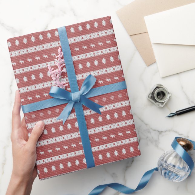 Ugly Christmas Chic Red Geschenkpapier (Schenken)