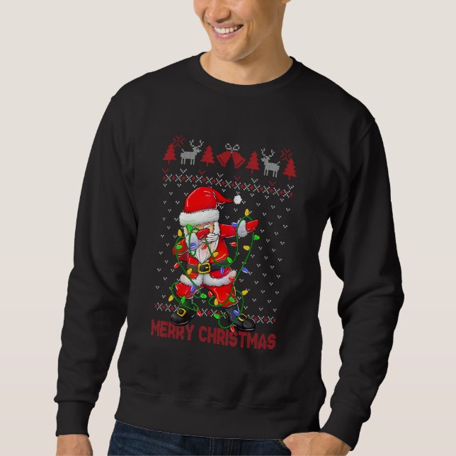 Ugly Christmas Dabbing Sweater  Santa Christmas Fa Sweatshirt (Vorderseite)