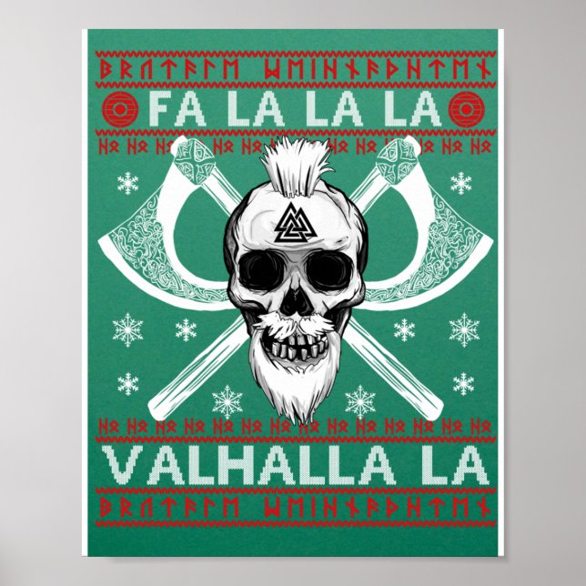 Ugly Christmas Design Fa-La-Valhalla Poster (Vorne)
