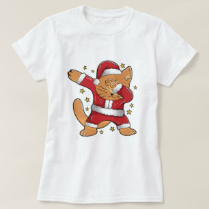 UGLY CHRISTMAS Funny Dabbing Dab Cat Santa T-Shirt