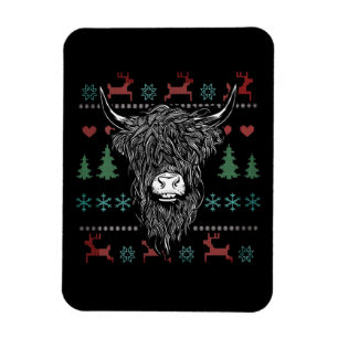 Ugly Christmas Highland Cow Magnet