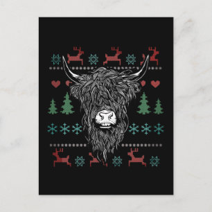 Ugly Christmas Highland Cow Postkarte