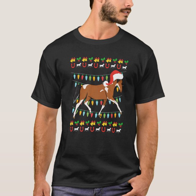 Ugly Christmas horse rider equestrian Christmas T-Shirt (Vorderseite)