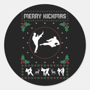 Ugly Christmas Karate Jiu Jitsu Martial Art Merry Runder Aufkleber