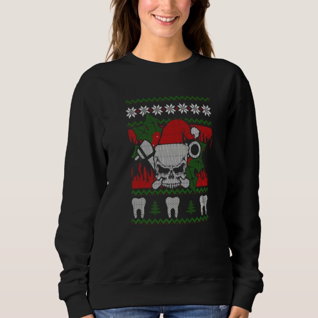 Ugly Christmas Santa Skull Dentist  Xmas Sweatshirt (Vorderseite)