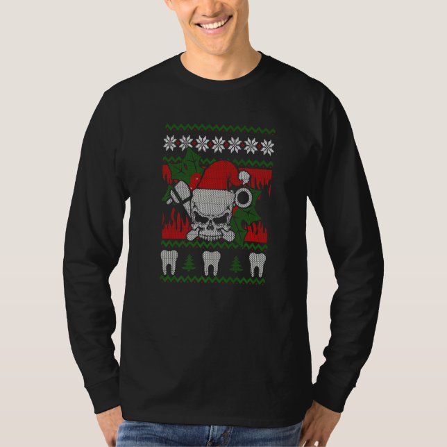 Ugly Christmas Santa Skull Dentist  Xmas T-Shirt (Vorderseite)