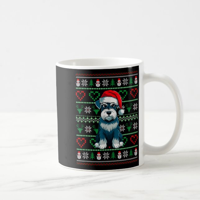 Ugly Christmas Schnauzer Dog Wearing Santa Hat Xma Kaffeetasse (Rechts)
