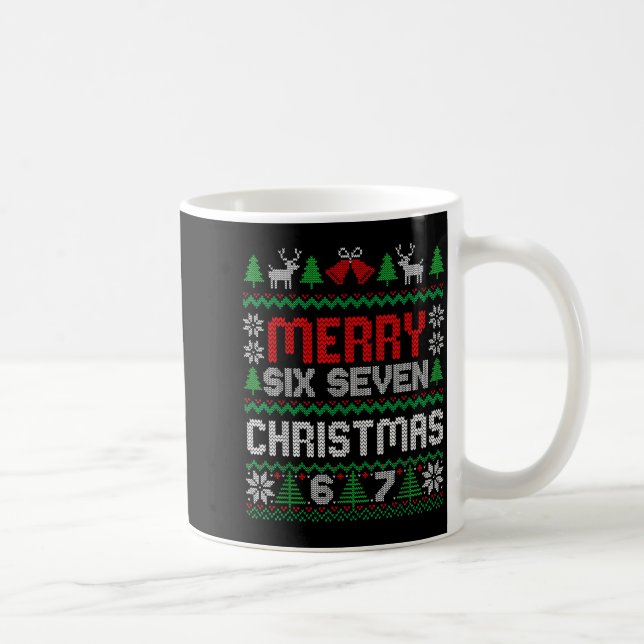 Ugly Christmas Sweater 67 Six Seven 6 7 Meme Funny Kaffeetasse (Rechts)