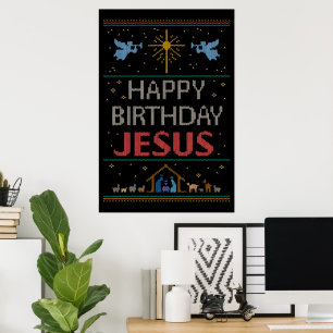 Ugly Christmas Sweater Christliche religiöse Jesus Poster