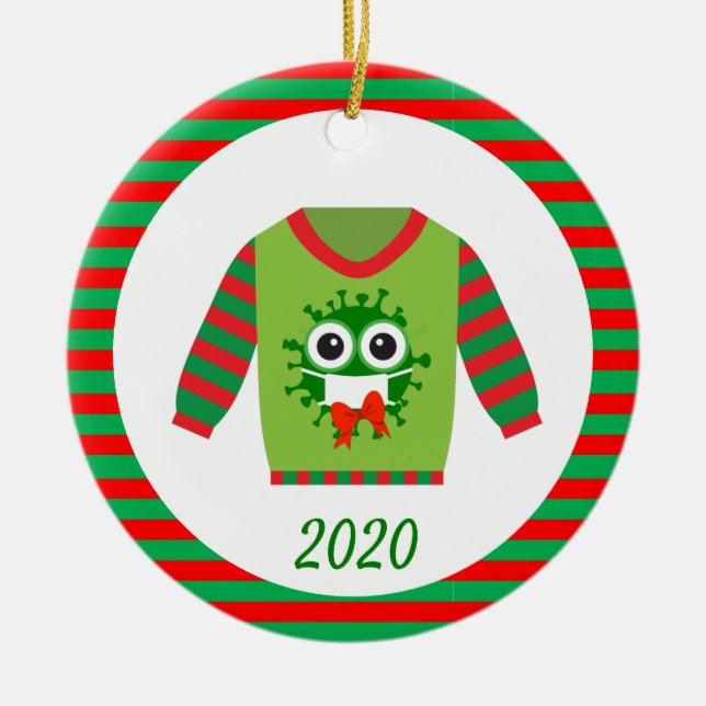 Ugly Christmas Sweater Covid Coronavirus 2020 Keramik Ornament (Vorne)