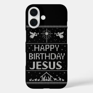 Ugly Christmas Sweater Design Happy Birthday Jesus iPhone 16 Hülle