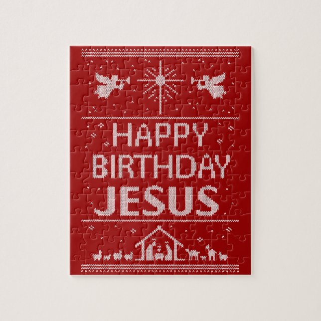 Ugly Christmas Sweater Design Krippe Christlich Puzzle (Vertikal)