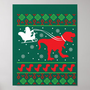 Ugly Christmas Sweater Dinosaur Poster