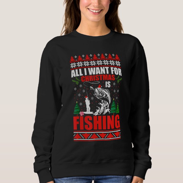 Ugly Christmas Sweater Fishing Cute Fishing Santa  Sweatshirt (Vorderseite)