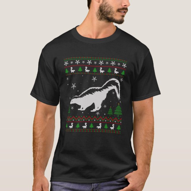 Ugly Christmas Sweater für Skunk Lovers Funny Ugly T-Shirt (Vorderseite)