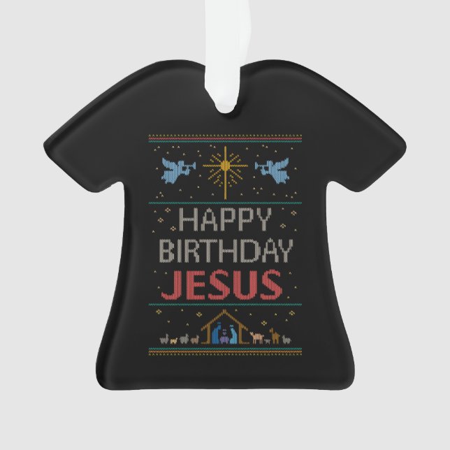 Ugly Christmas Sweater glücklich Geburtstag Jesus Ornament (Vorderseite)