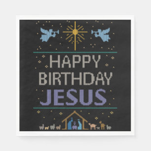 Ugly Christmas Sweater glücklich Geburtstag Jesus Serviette