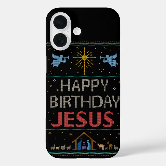 Ugly Christmas Sweater - Happy Birthday Jesus Red Case-Mate iPhone Hülle (Rückseite)