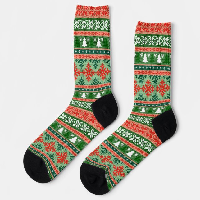 Ugly Christmas Sweater Holiday Novelty Socken (Linkes Detail)