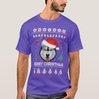 Ugly Christmas Sweater Husky Weihnachten T-Shirt