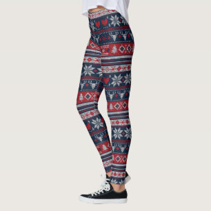 Ugly Christmas Sweater Knitter Muster Leggings